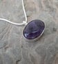 Sterling Silver and Amethyst Oval Pendant, February Birthstone  - Image 1