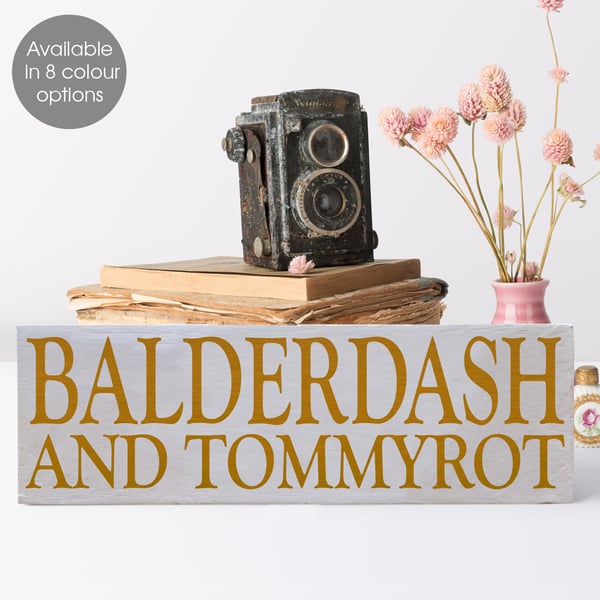 Balderdash & Tommyrot, bespoke wooden house block sign plaque