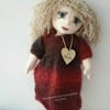 REDUCED Tahita, 13" Handmade Collectable Cloth Doll, Keepsake doll, Christmas