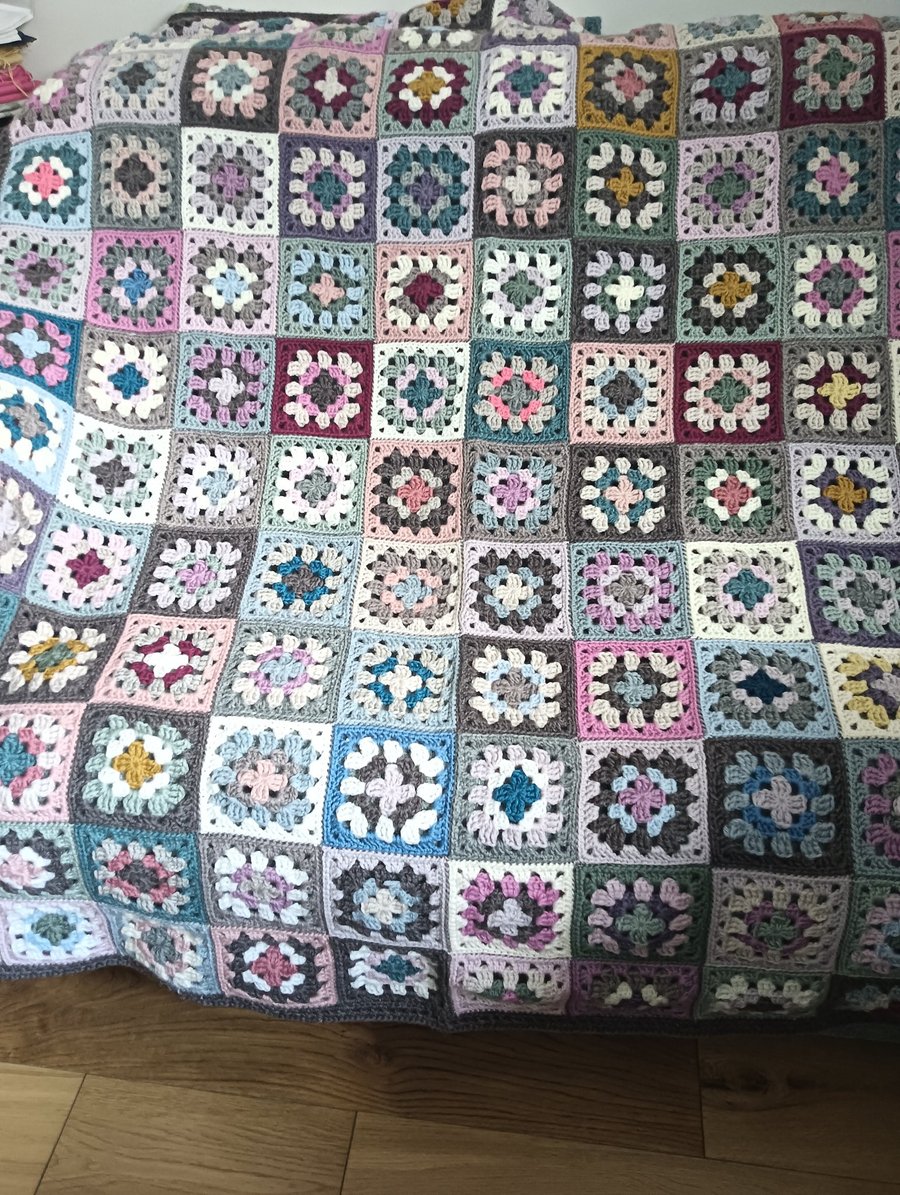 Granny square crochet knee blanket 