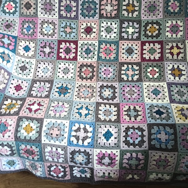 Granny square crochet knee blanket 
