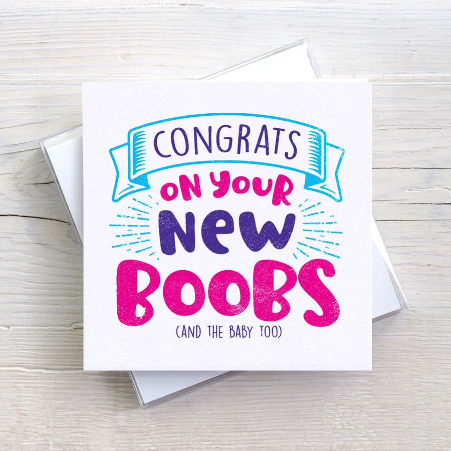 Funny New Baby Boobs Congratulations Blank Greetings card
