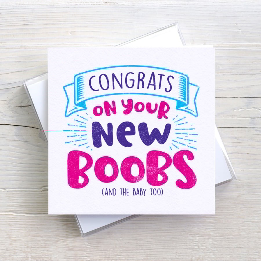 Funny New Baby Boobs Congratulations Blank Greetings card