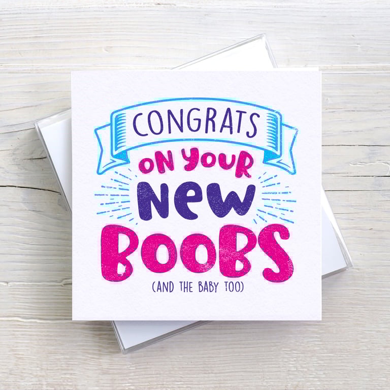 Funny New Baby Boobs Congratulations Blank Greetings card