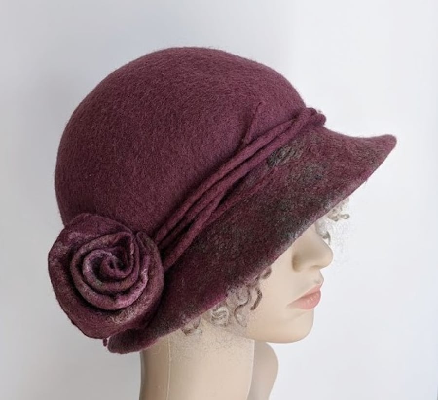 Dusky pink felted wool hat - One of the 'Squashable' range