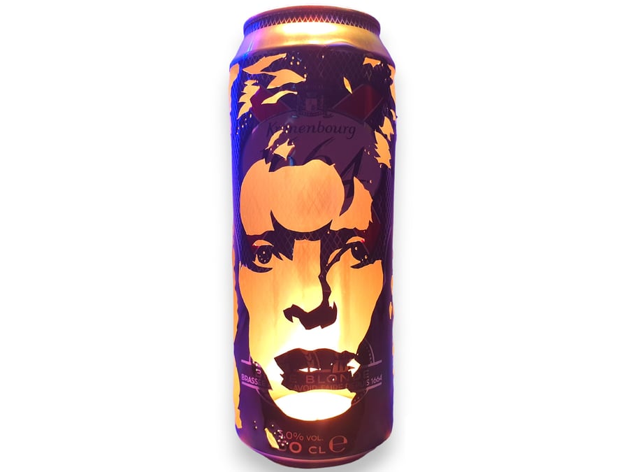 David Bowie 'Ziggy Stardust' Beer Can Lantern: Aladdin Sane Pop Art Candle Lamp 