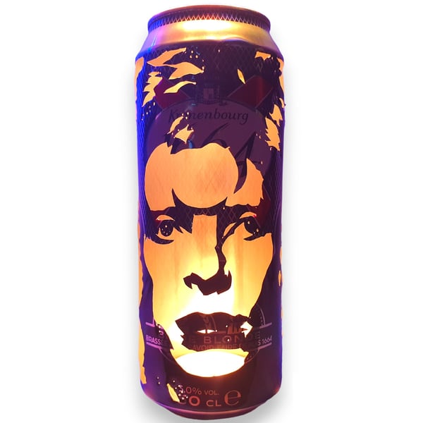 David Bowie 'Ziggy Stardust' Beer Can Lantern: Aladdin Sane Pop Art Candle Lamp 