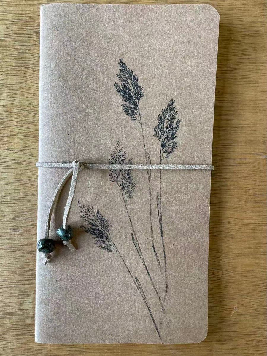 Hand printed meadow grass notebook