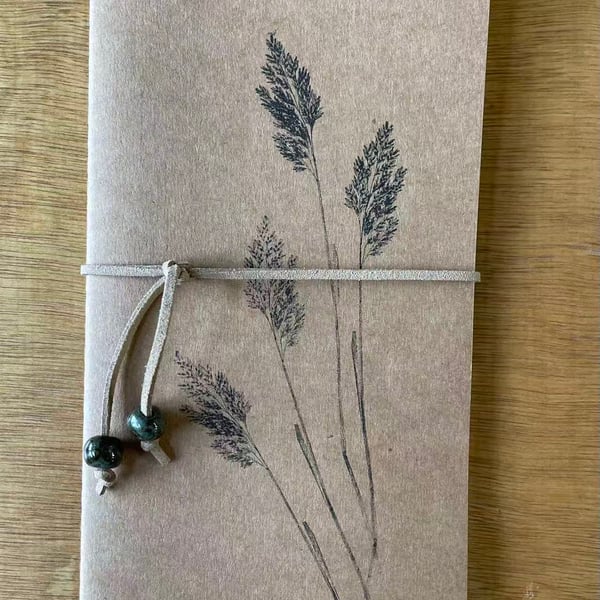 Hand printed meadow grass notebook