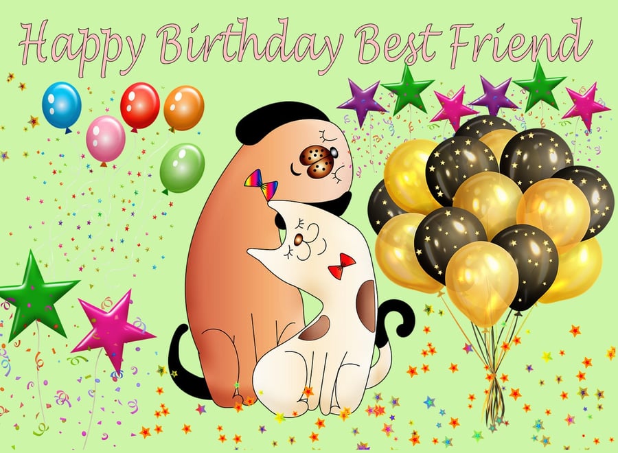 Happy Birthday Best Friend Card A5