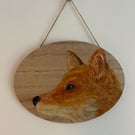 Hand painted Fox hanging plaque
