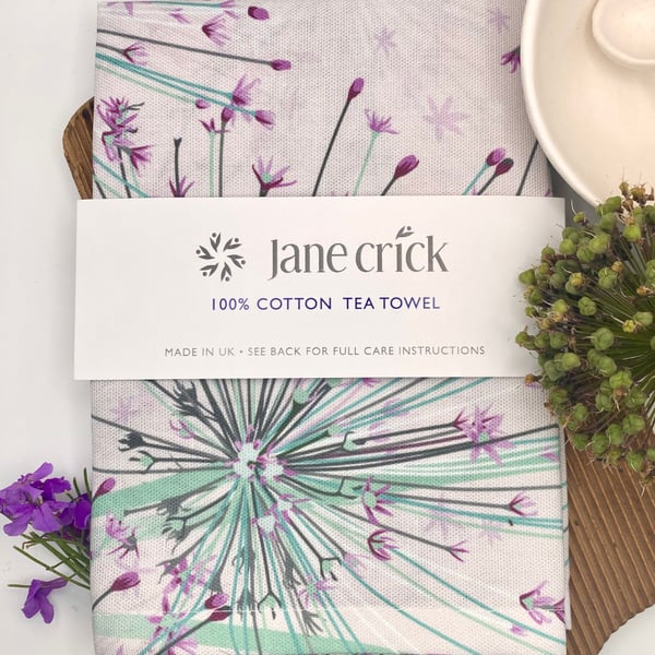 Giant Allium Cotton Tea Towel – Statement Botanical Kitchen Gift