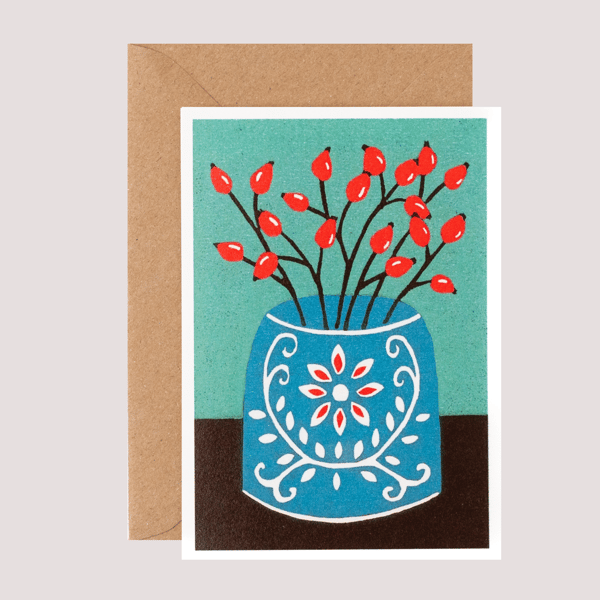 Rosehips card, Seedhead Card, Art card, Blank card 