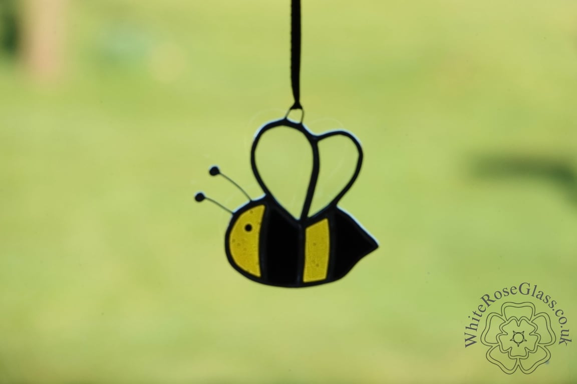 Stained Glass Yellow Black Bumble Bee Suncatcher