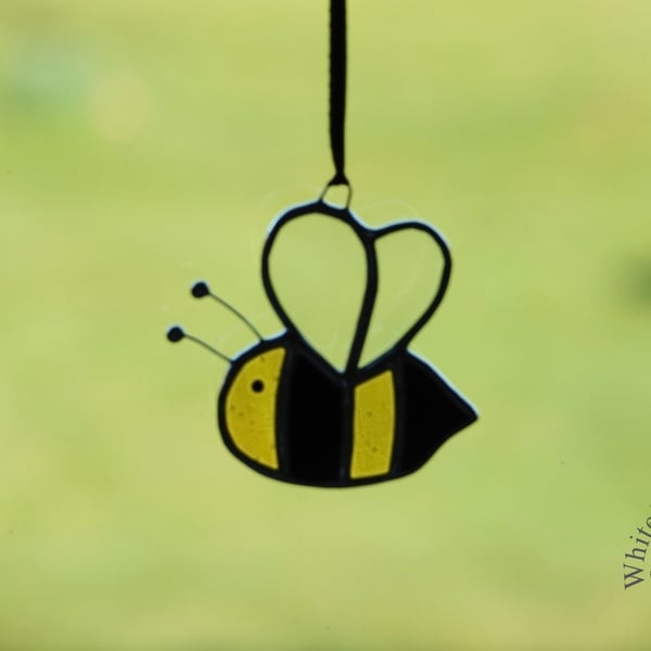 Stained Glass Yellow Black Bumble Bee Suncatcher