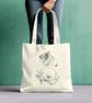 Woman With Butterflys Bag Tote Cotton Shopping Bag.