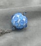 blue and ivory bumpy lampwork glass pendant  - Image 5