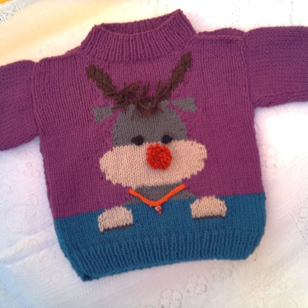 Aran Weight Reindeer Novelty Christmas Jumper, Child's Seasonal Jumper