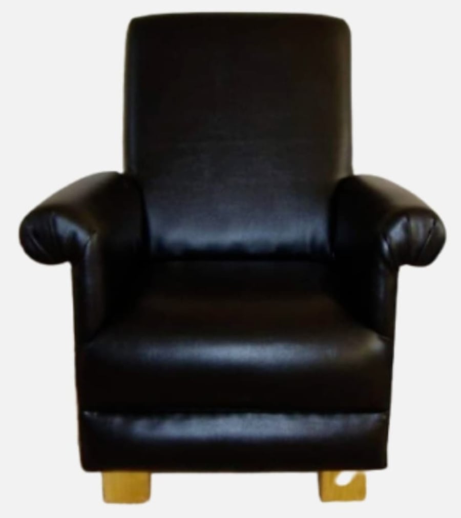 Kids Chair Armchair Black Faux Leather Children's Child's Bedroom Nursery Boys