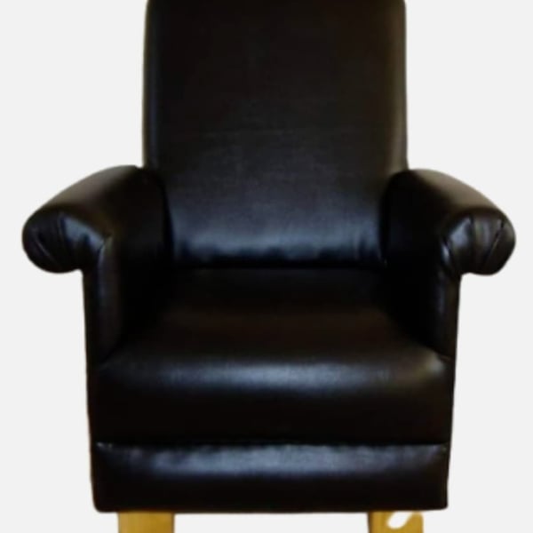 Kids Chair Armchair Black Faux Leather Children's Child's Bedroom Nursery Boys