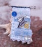 Upcycled Snowdrop Textile art hand stitched charm brooch.  Kilt pin. - Image 1