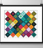 042J - Quaker Sampler - Coloured tiled patchwork squares on white - CS Pattern - Image 3