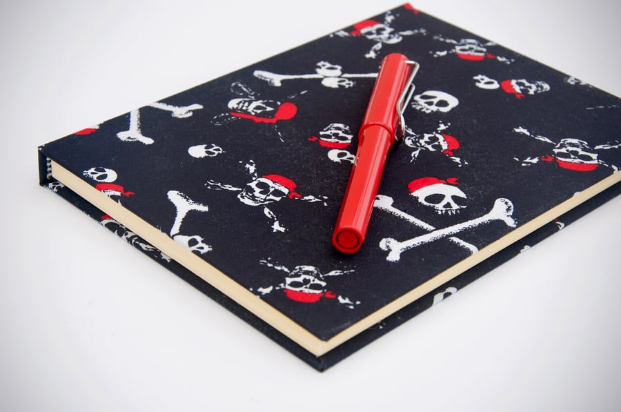 SALE! A5 Hardback Notebook with full cloth pirate cover and ivory paper