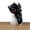 Black merino wool felted scarf with multicoloured silk inclusions SALE