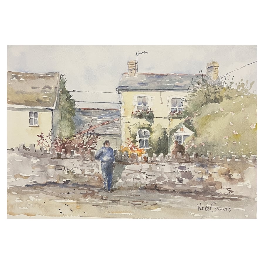 Quaint Cottage, original watercolour painting 