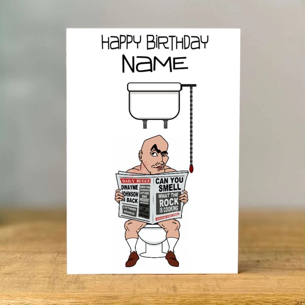 Personalised Dwayne Birthday Card, rock, dad, mum, sister, brother, son daughter
