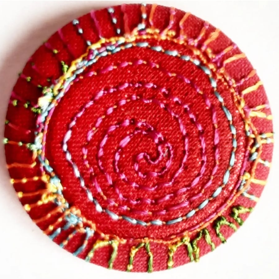 Buttons 1 inch button Hand Dyed Silks and Cottons Free Machine Embroidery Button
