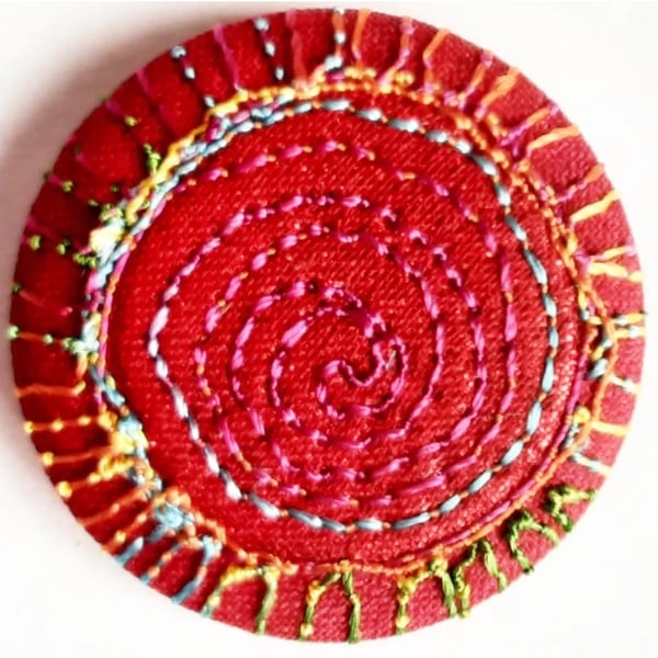 Buttons 1 inch button Hand Dyed Silks and Cottons Free Machine Embroidery Button