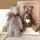 Letterbox gift teddy bear, bear hugs post box gift set, greetings card