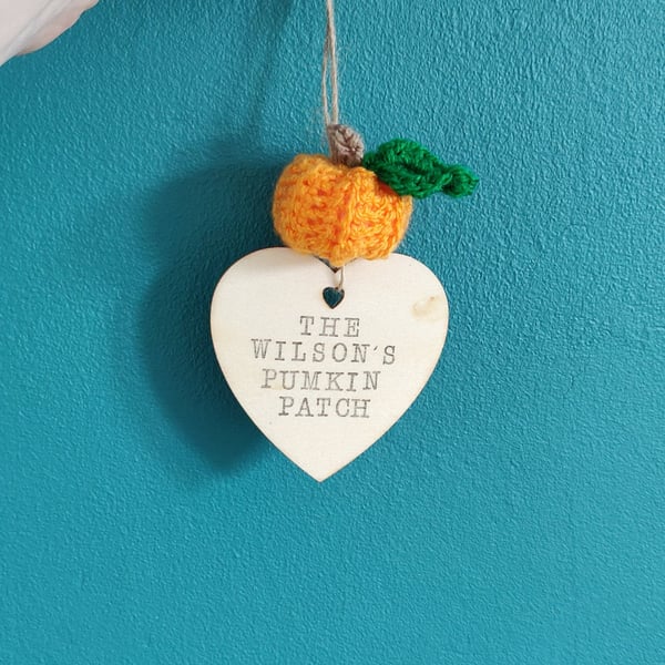Pumpkin Patch Wooden Sign, Halloween Pumpkin Plaque, Crochet Pumpkin Decoration,