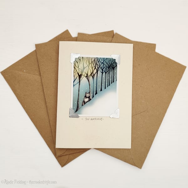 The Watcher - Mini Print Hand Made Card