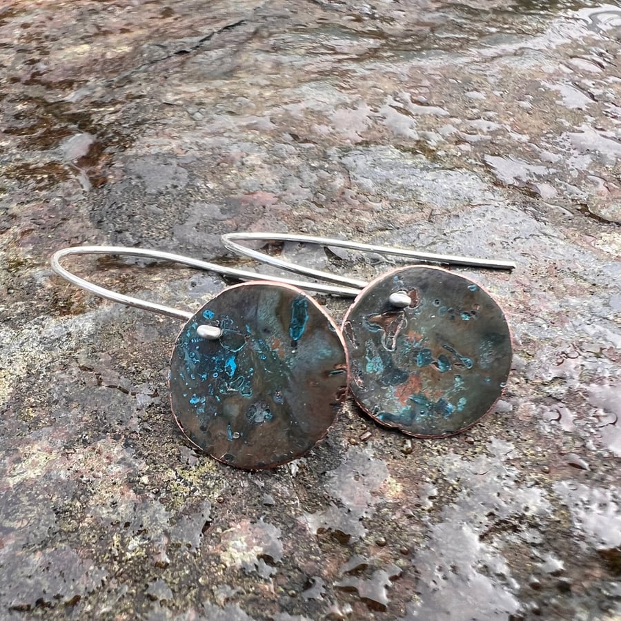   Verdigris Circle Dangle Earrings