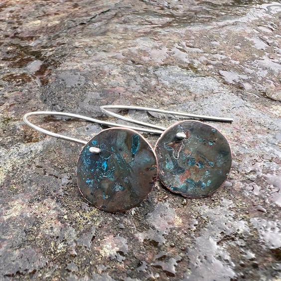   Verdigris Circle Dangle Earrings