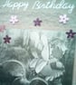 Cute fairy decoupage on orchid birthday card - Image 3