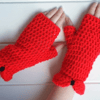 Fingerless Gloves Bright Red Crocheted 