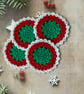 Crochet Christmas Coasters a Set of 4