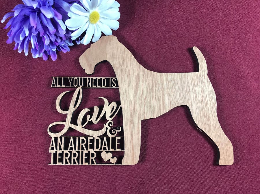All You Need is Love and an Airedale Terrier Dog Plaque