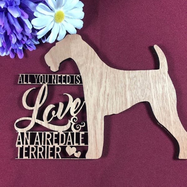 All You Need is Love and an Airedale Terrier Dog Plaque