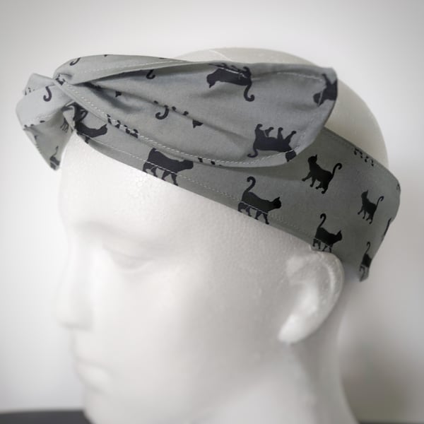 Cat Print Rockabilly Style Wired Headband