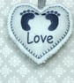 Personalised baby feet heart, embroidered heart, felt heart - Image 3