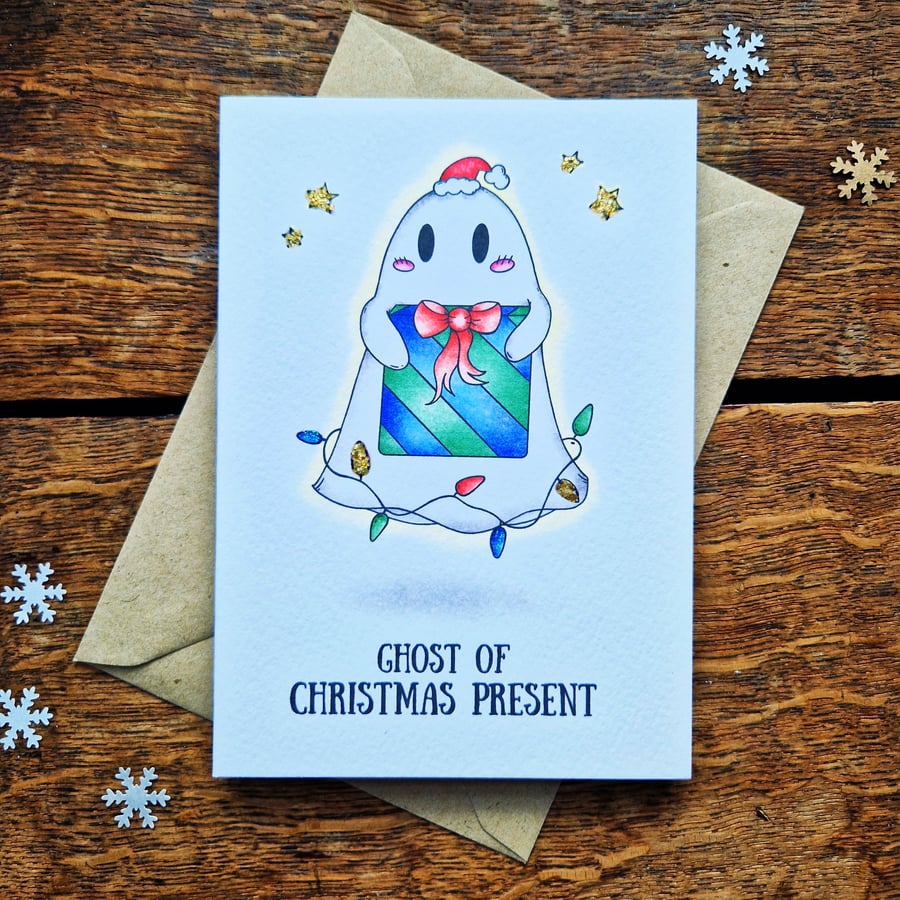 Christmas ghost card, Christmas carol card, Spooky Christmas card