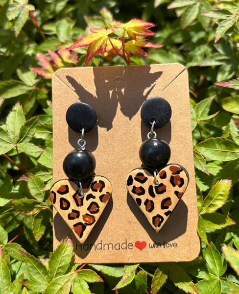 Grrr! Leopard Skin-Patterned Heart Earrings