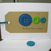 Happy Birthday Button Cards (Blue)