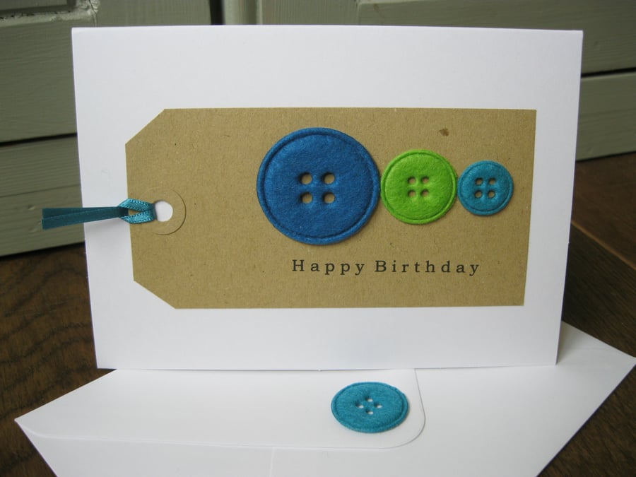 Happy Birthday Button Cards (Blue)