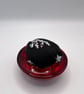 Pair of Vintage Upcycled Glass Pin Cushions - Red & Clear Candle Holders - Image 2