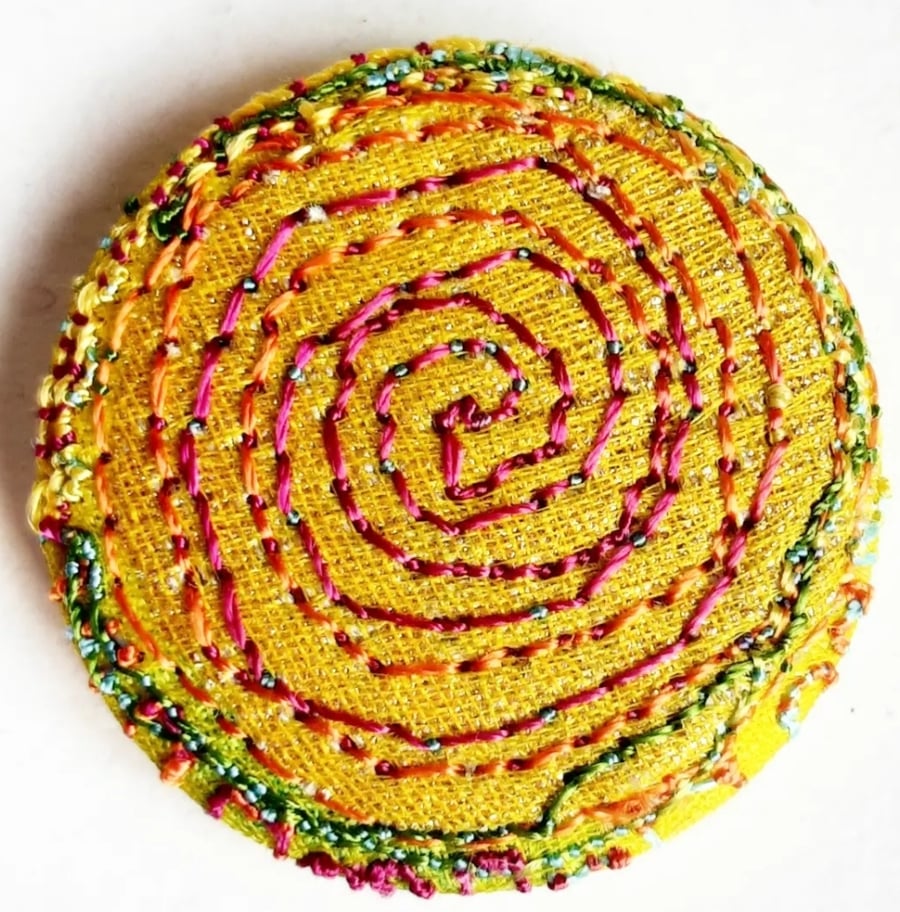 Buttons 1 inch button Hand Dyed Silks and Cottons Free Machine Embroidery Button